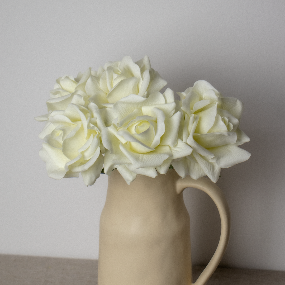 White Real Touch Roses Bunch